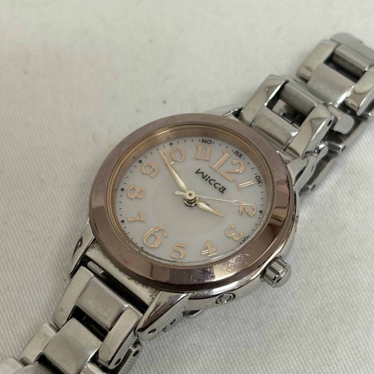 0011【0401 B-1689】CITIZEN シチズン WICCA ウィッカ H336-S078997 アナログ ソーラー レディース 腕時計 ピンクゴールド シルバー 稼動品