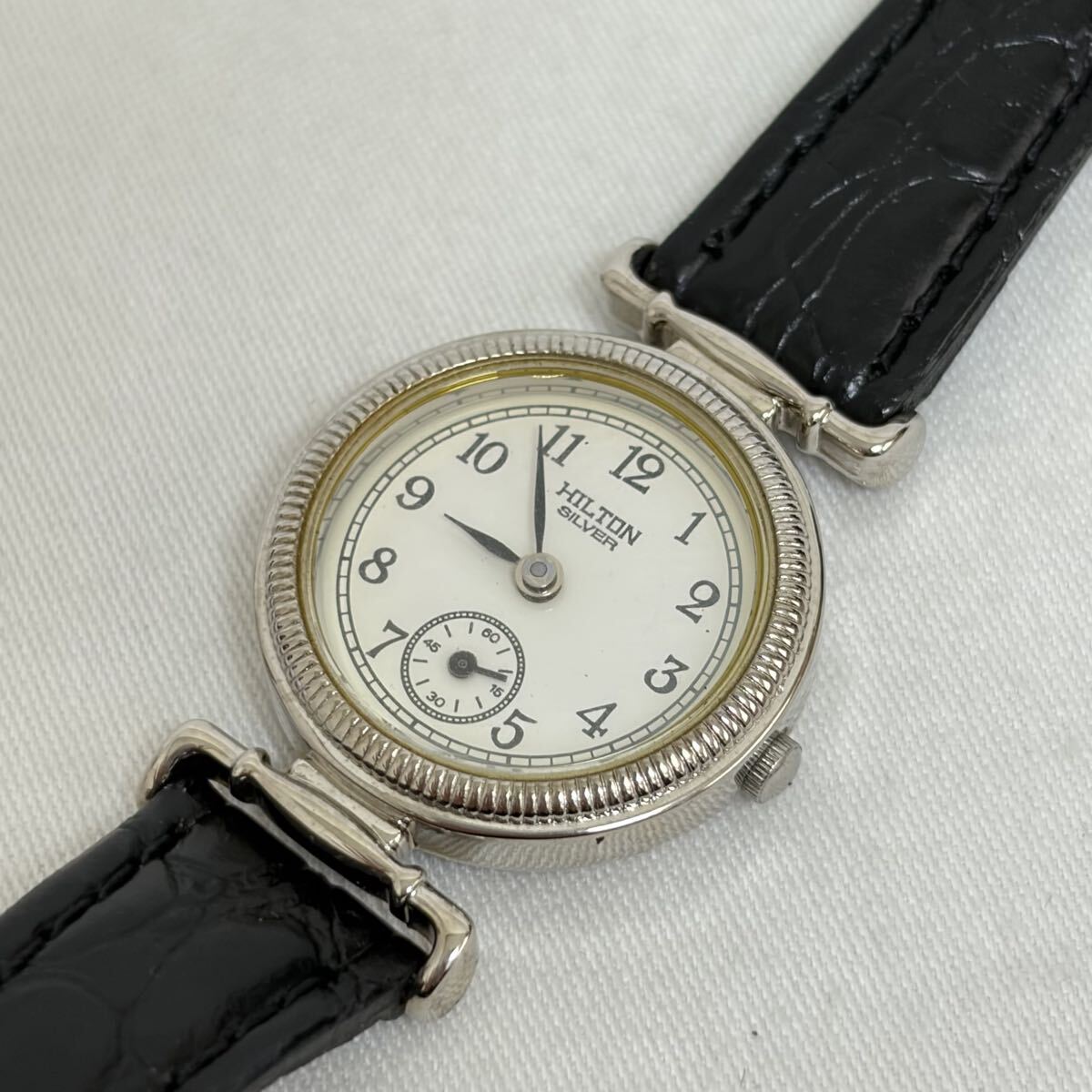 0001【0401 B-1679】HILTON ヒルトン SV925 Sterling Silver HQ-9504L シルバー刻印 ラウンド クォーツ レディース 腕時計 不動品