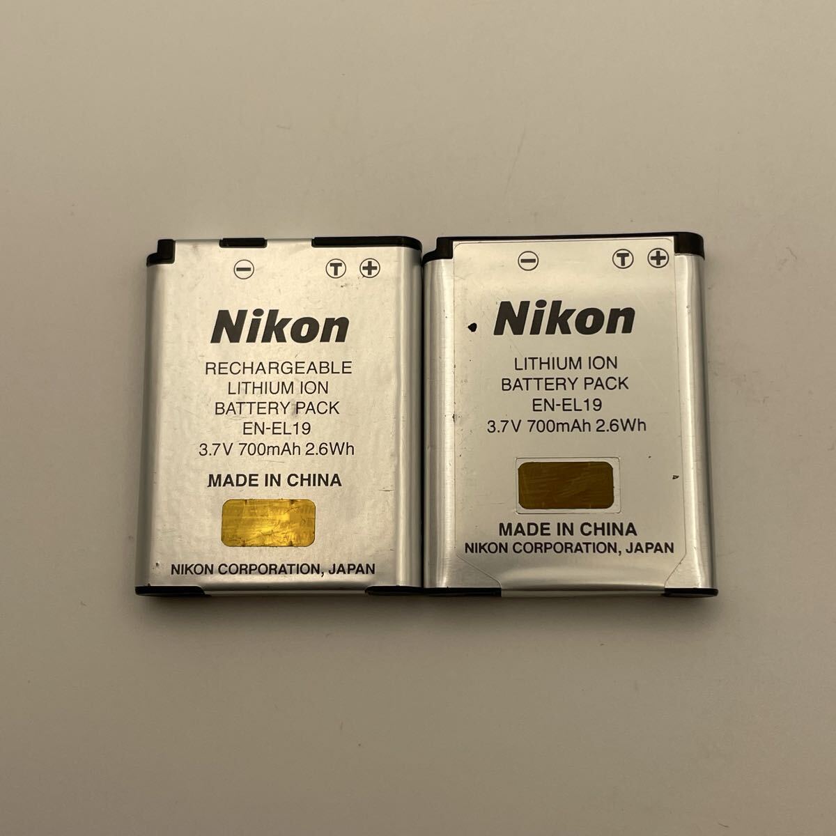2個セット【動作確認済】追跡付発送　送料無料　返金保証　バッテリー 電池パック　純正 Nikon ニコン EN-EL19 満充電後計測