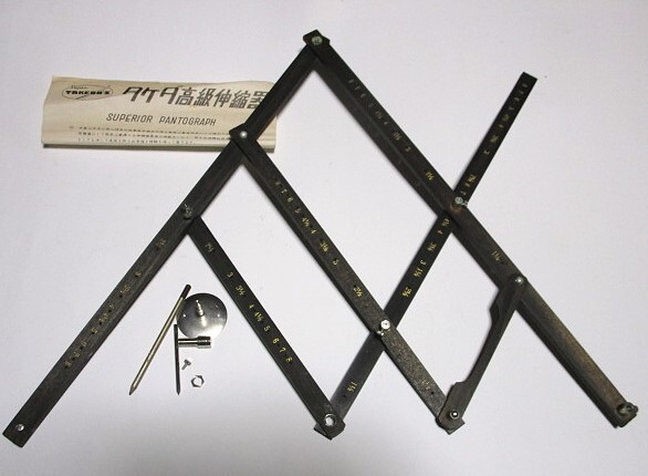稀少 ヴィンテージ★昭和レトロ タケダ高級伸縮器 伸縮器 木製 レトロ文具 レトロ製図器 文房具　パンタグラフ 文具遺産★