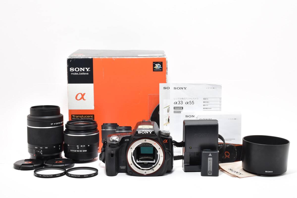 ★良品★ソニー SONY SLT-A55V DT18-55mm F3.5-5.6 SAM DT55-200mm F4-5.6 SAM α55 Y0418#H2622