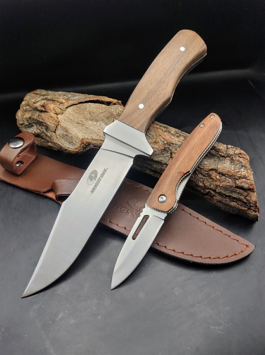 【MOSSY OAK】2本セット ナイフ フルタングナイフ アウトドアナイフ サバイバルナイフ キャンプ アウトドア ハンティングナイフ 狩猟刀 1