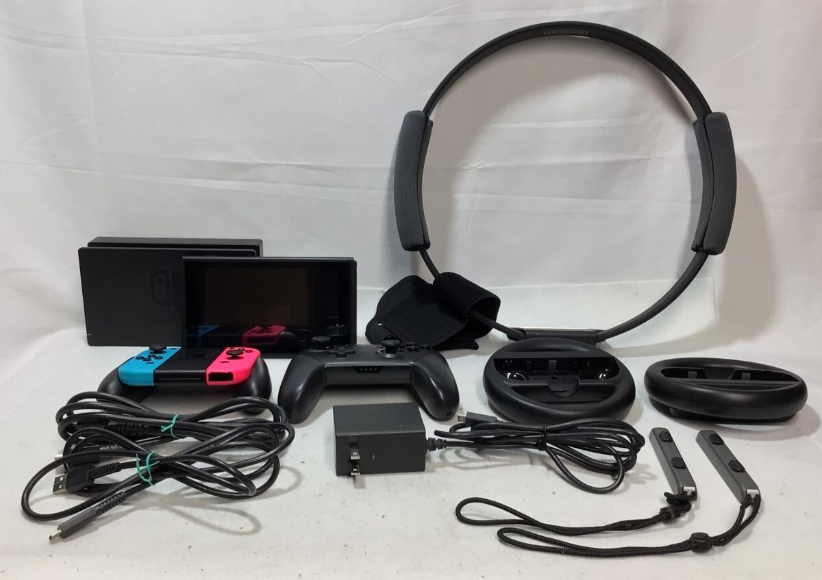 買マス1261-100【稼働品】Nintendo 任天堂 Switch ニンテンドースイッチ HAC-001 HAC-013 リングコン コントローラー付き 初期化済み