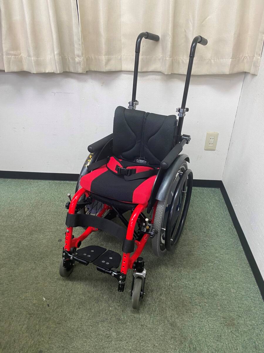 OX・mini_neo・子供用車いす・アルミフレーム・自走式車椅子・手押しハンドル上下・転倒防止タイヤ・フットブレーキ付き