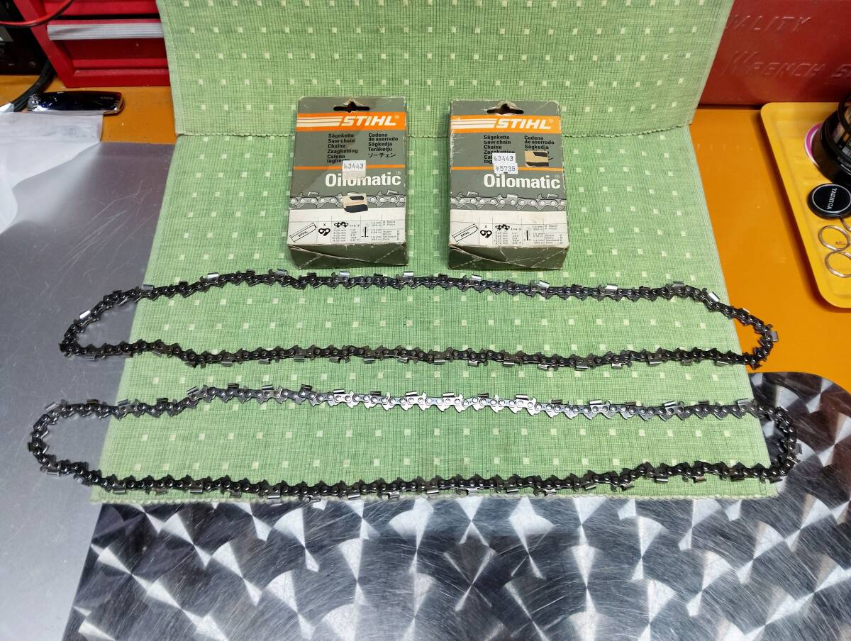 ジャンクな未使用品！ＳＴＩＨＬスチール製1/4「ＮＯ．３４４３/OILOMATIC」チェーンソー替刃×2箱 3856 000 0086/山林木伐採作業部品