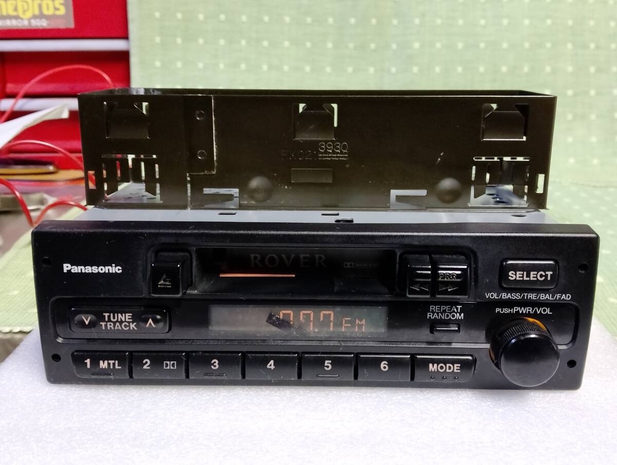 当時物！ROVER MINI純正/最終型？カセットテープデッキPanasonic「FACQ1650A」パナソニック製＋取付枠（中古品・通電ok）ローバーミニ　