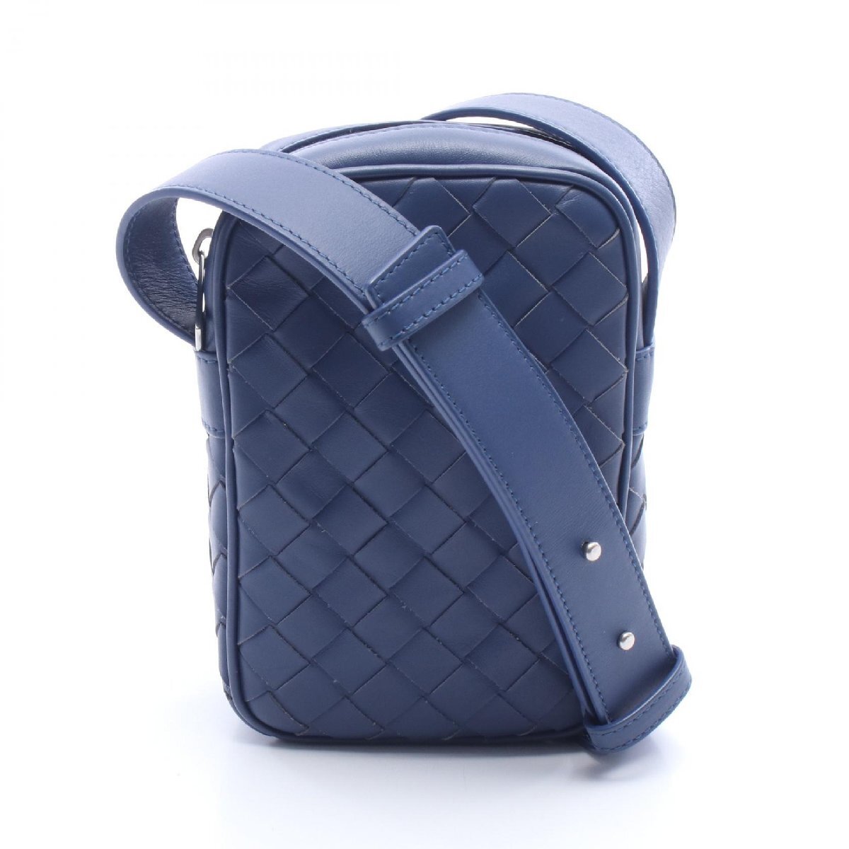 ボッテガヴェネタ BOTTEGA VENETA ポシェット フォンポーチ イントレチャート ショルダーバッグ バッグ レザー ネイビー系 729296 【
