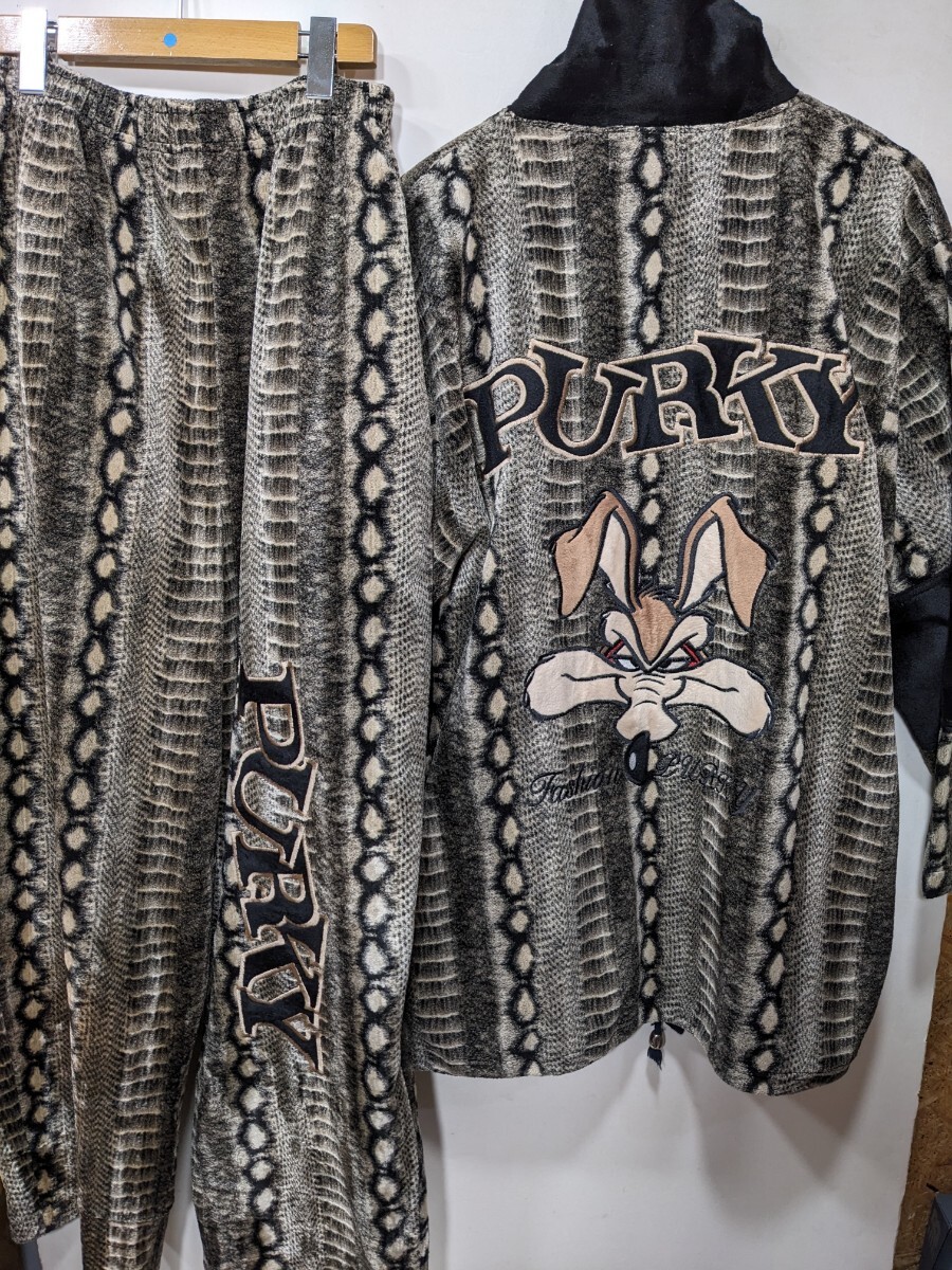 PURKY パーキー パイソン柄 デカロゴ セットアップ　y2k ヴィンテージ 　希少　希少品　レア　入手困難