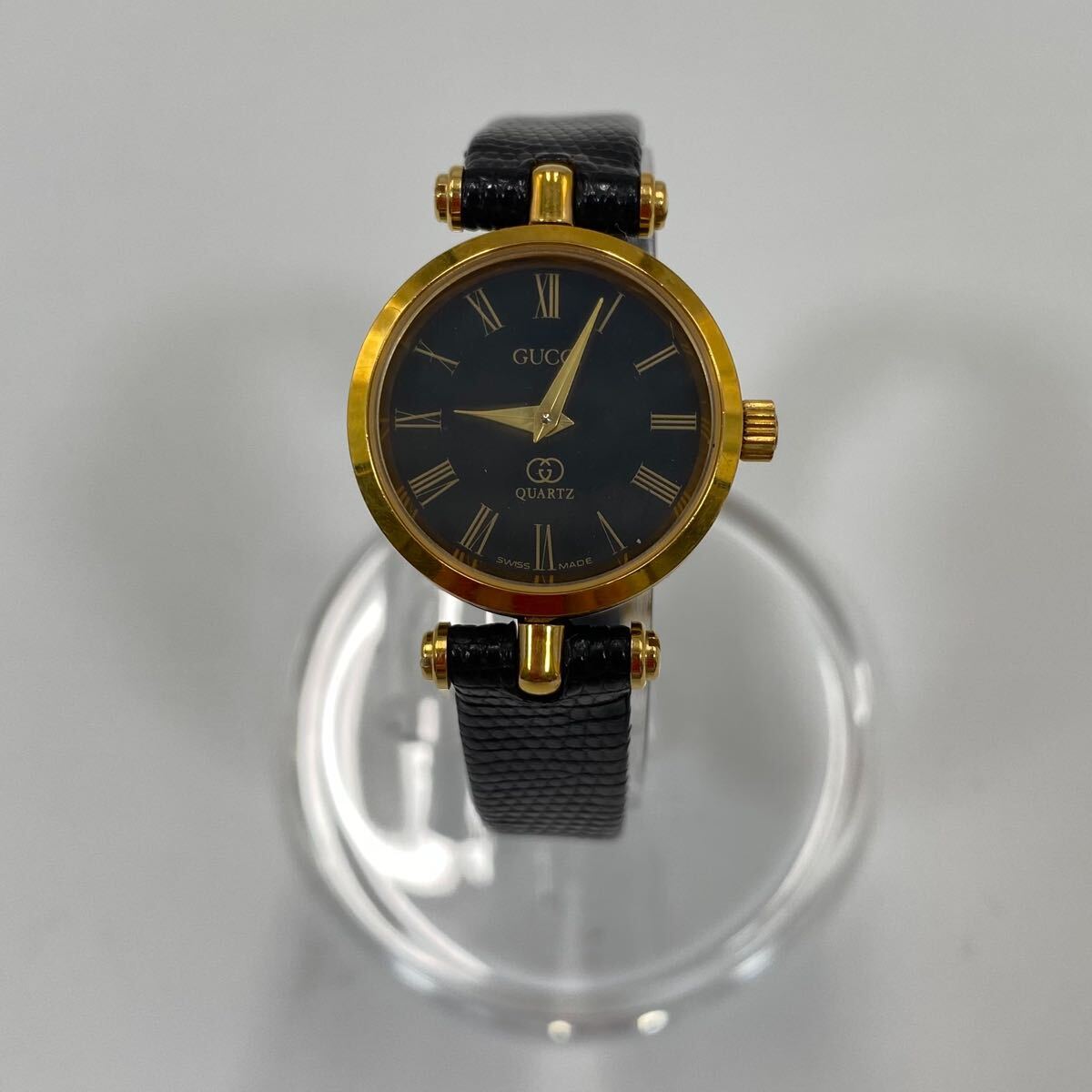 GUCCI グッチ 腕時計 黒文字盤 シェリーライン 革ベルト ゴールド Y-03082