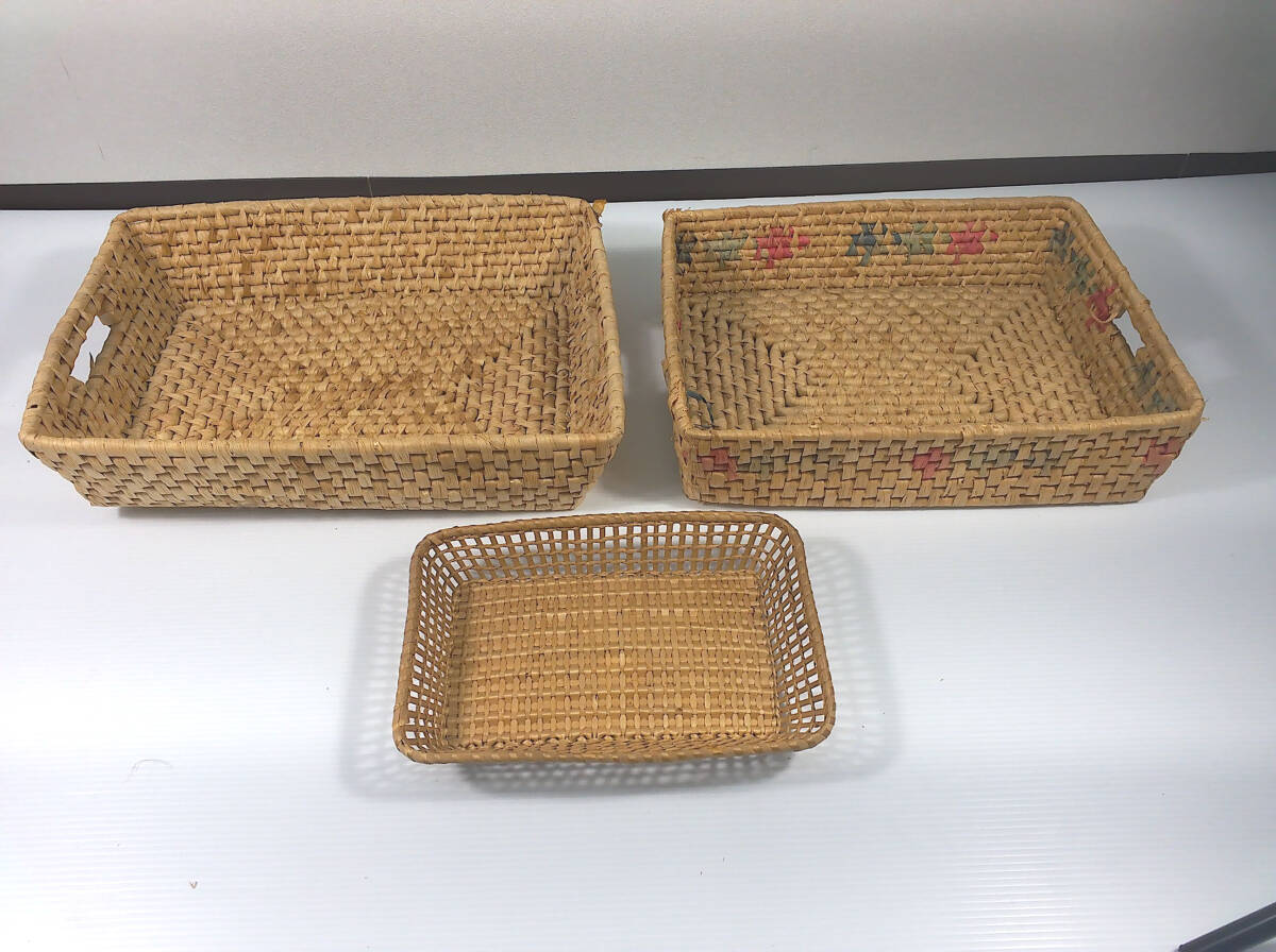 中古 籐 かご ラタン バスケット レトロ ② 管理 m734