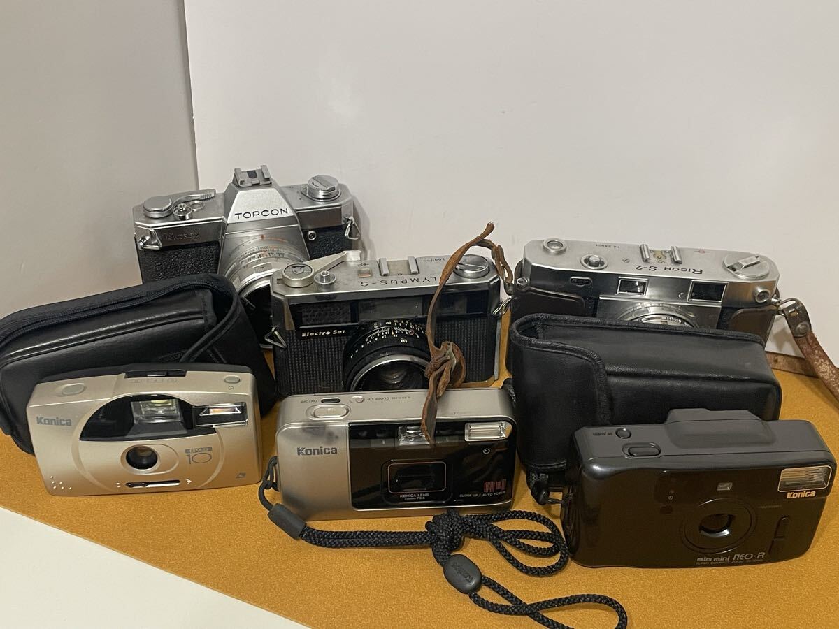 ★ジャンク★コニカ3台 オリンパス1台 リコー1台 トプコン 1台 セット Big Mini Unirex Olympus-s Ricoh S-2 フィルムカメラ
