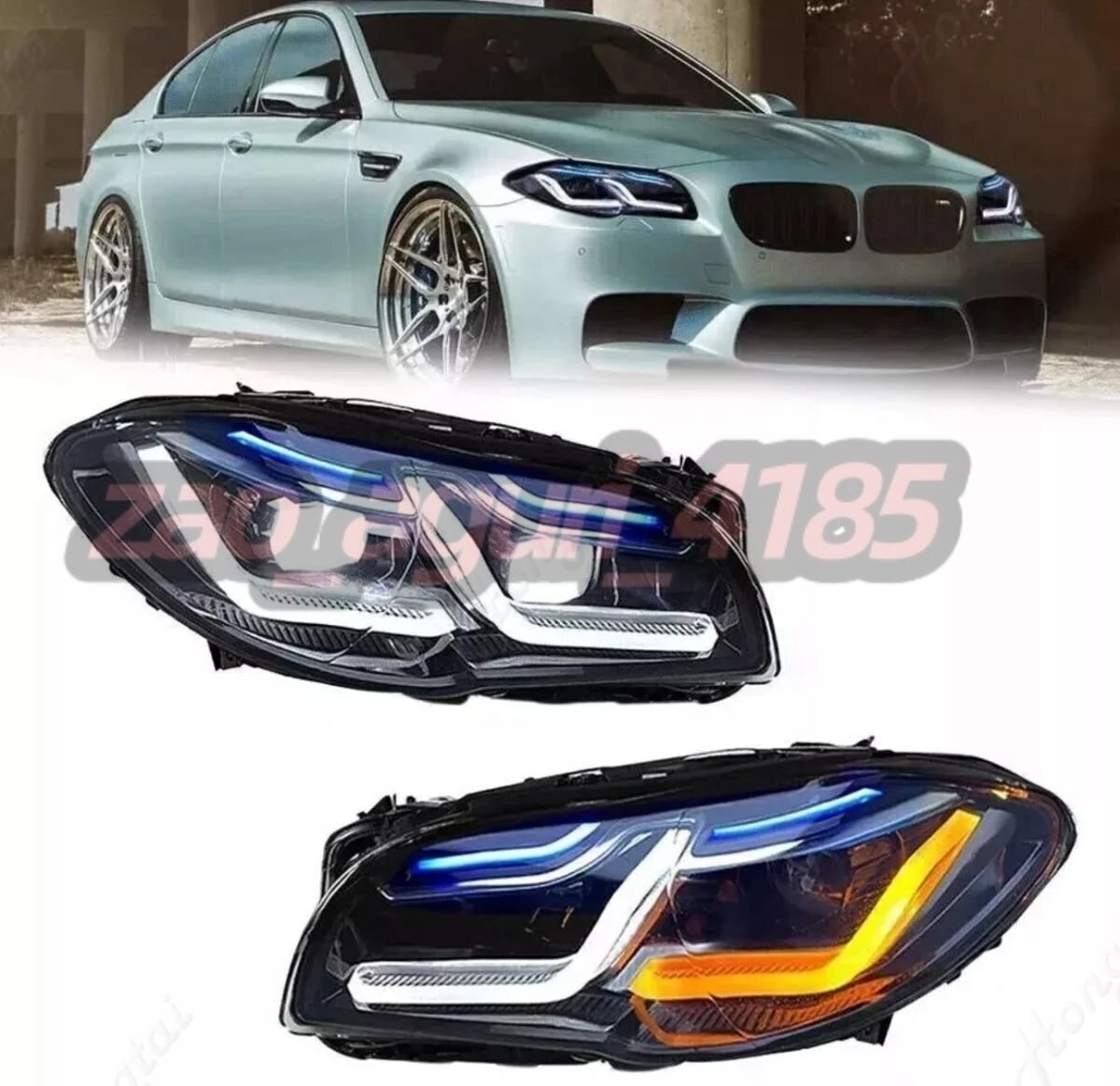 ヘッドライト LED スモーク BMW 5シリーズ F10 F11 M5 2011-2017 アセンブリ エンジェルアイ フロント デイライト