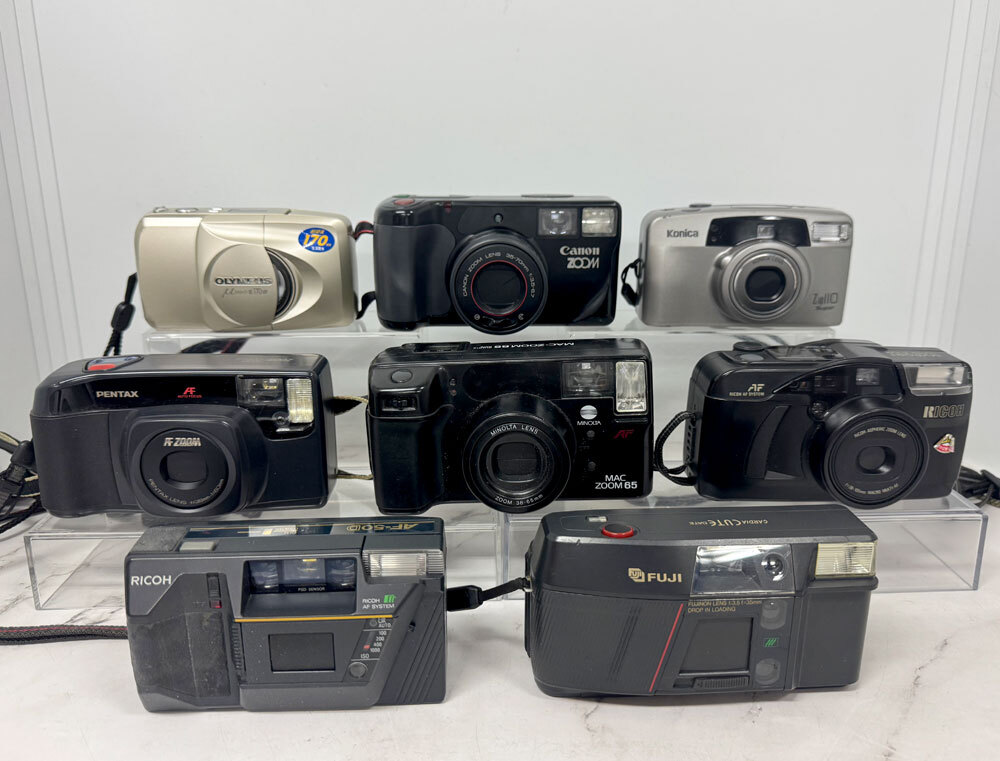 ◆CANON PENTAX Fuji OLYMPUS RICHO Konicaフィルム式カメラ まとめ売り 昭和レトロ◆