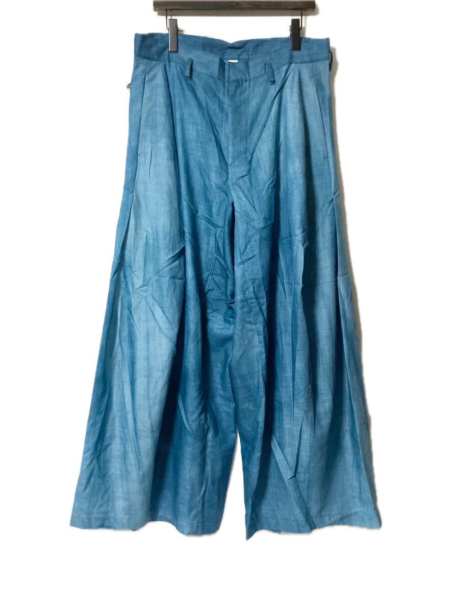 shinya kozuka 25SS EGG BAGGY TURQUOISE-ISH EXTRA-LARGE ウールバギー 流し染め XL ワイド パンツ 立体 RANDOM FLOWING DYE WOOL GAUZE