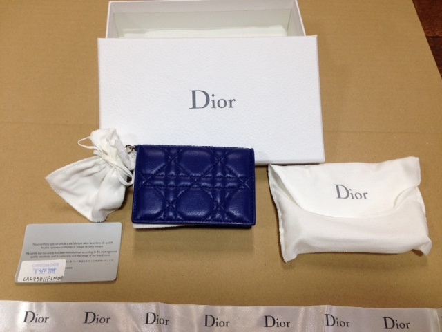 未使用品 Christian Dior クリスチャンディオール ディオール レディディオール カナージュ カードケース ミッドナイトブルー