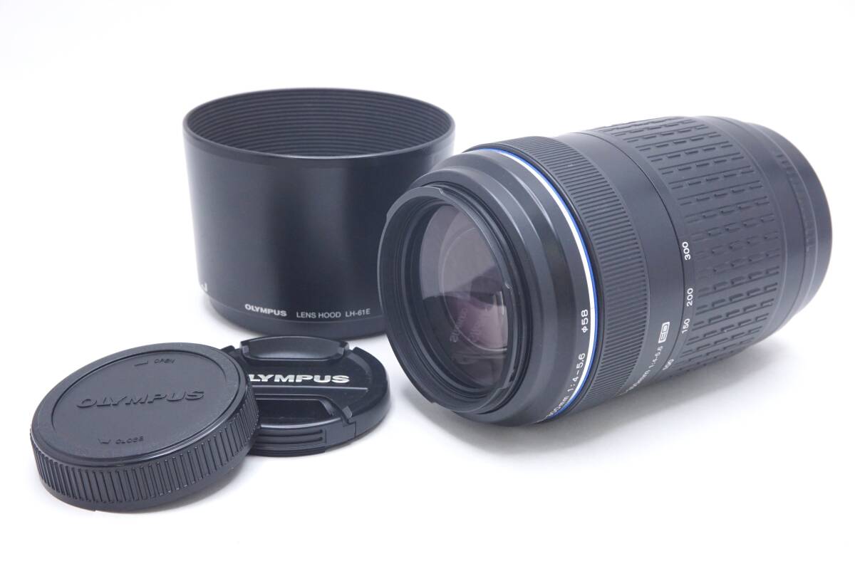 【美品】▽OLYMPUS オリンパス ZUIKO DIGITAL 70-300mm F4-5.6 (前後キャップ・フード付) 