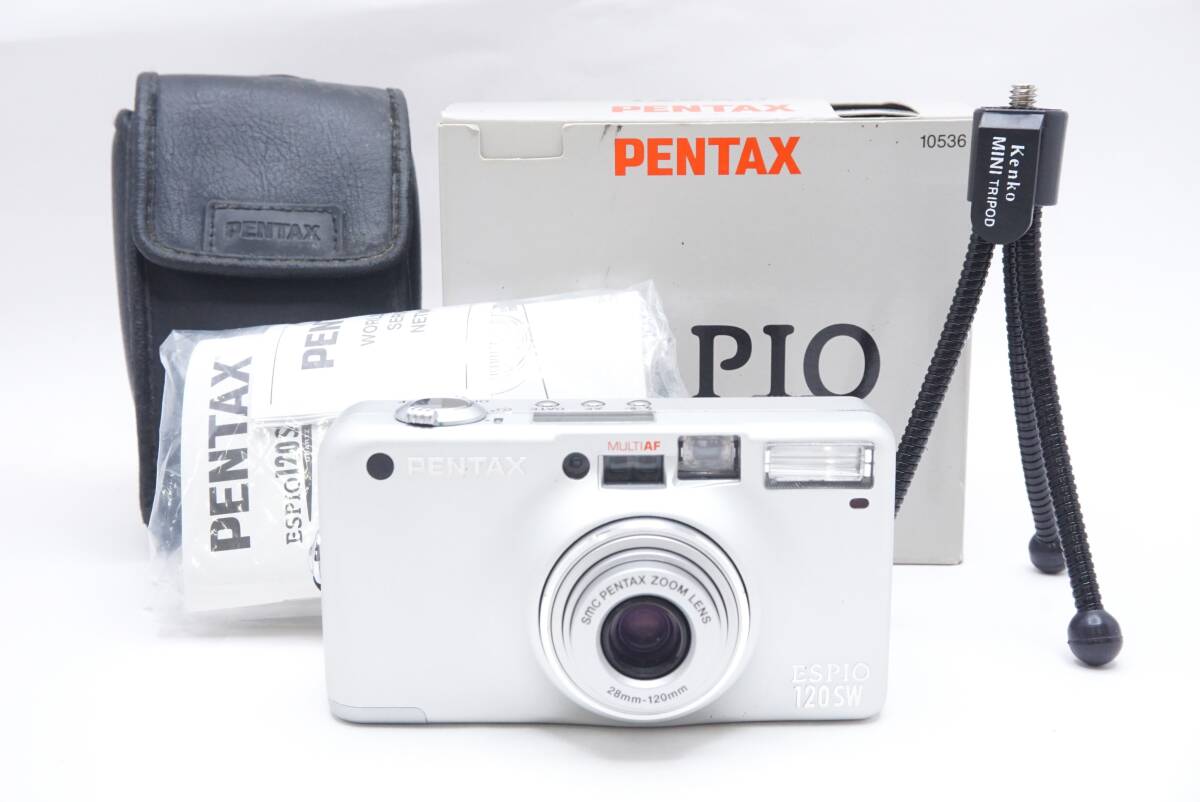 ▽PENTAX ペンタクス ESPIO 120SW コンパクトフィルムカメラ (ケース・ストラップ・ミニトライポッド・取説・元箱付)