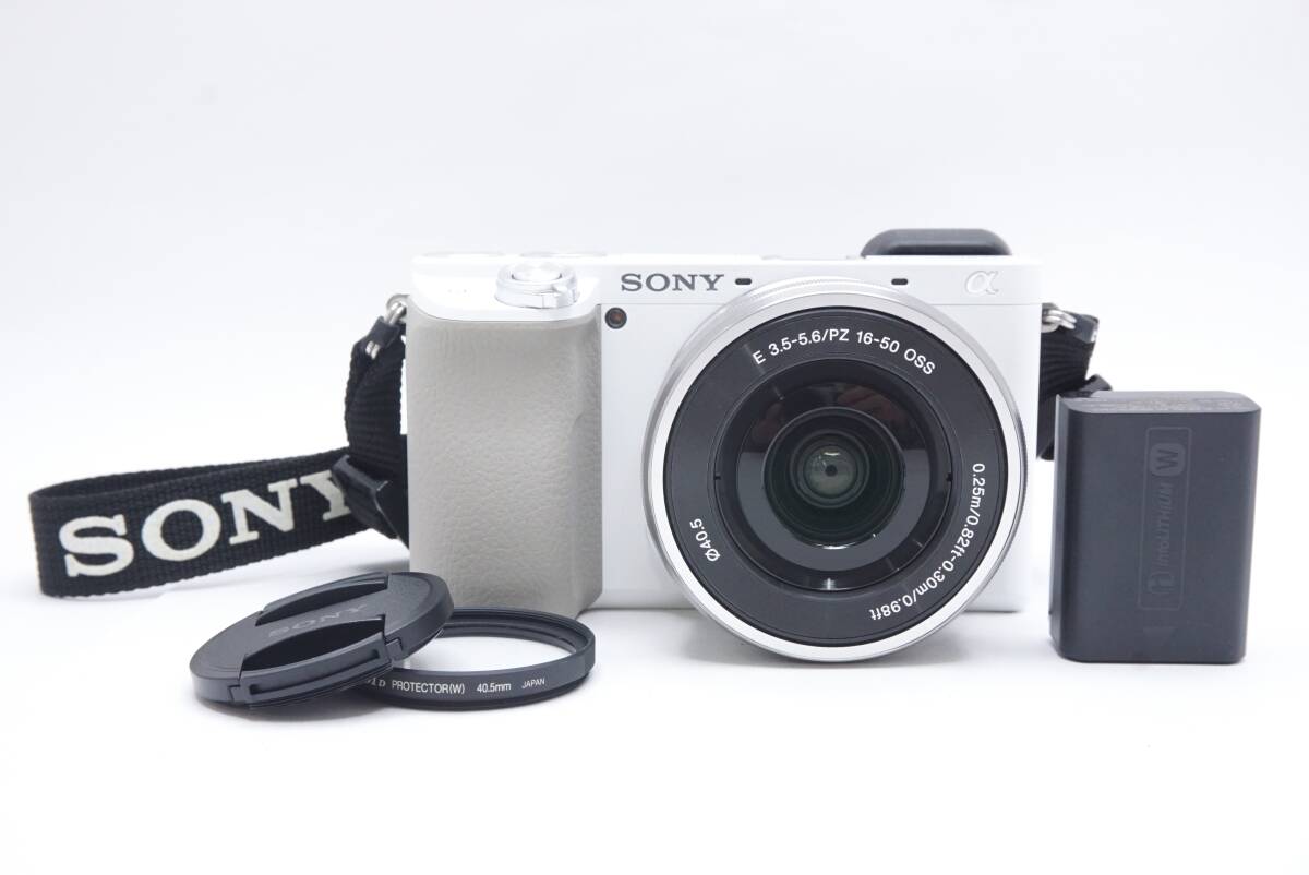 【極美品】▽SONY ソニー α6100 4K ミラーレスデジタル一眼レフ E3.5-5.6 / PZ 16-50 OSS (レンズキャップ・フィルター・バッテリー付)
