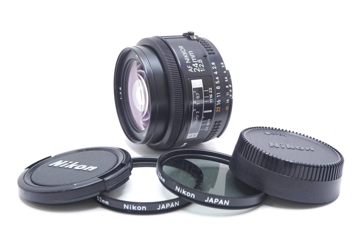 ▽Nikon ニコン AF NIKKOR 24mm F2.8 (前後キャップ・フィルター付)