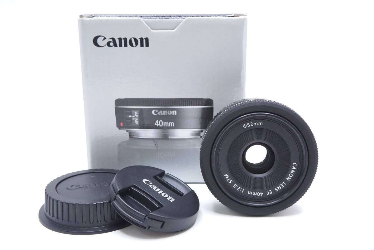【美品】▽Canon キャノン EF 40mm F2.8 STM (前後キャップ・元箱付)