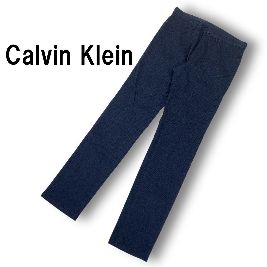 Calvin Klein カルバンクライン プラチナム スラックス パンツ 綿 コットン ストレート 紺 ネイビー 31 ◆送料無料◆YC2460