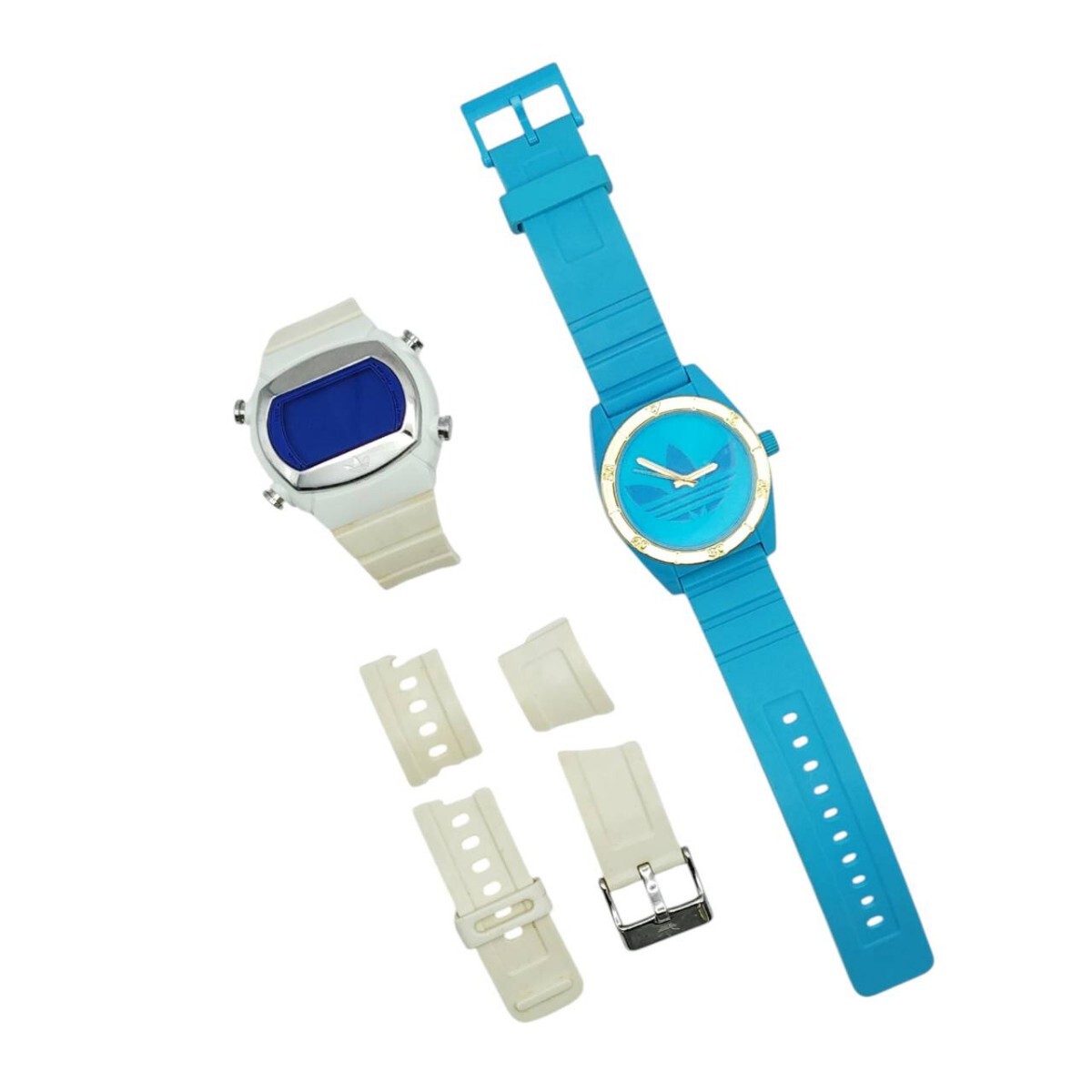 S-04609 adidas アディダス 腕時計 2点まとめ ADH2801 サンティアゴ ADH1936 デジタル ホワイト ベルト破損 動作未確認 ジャンク品 015