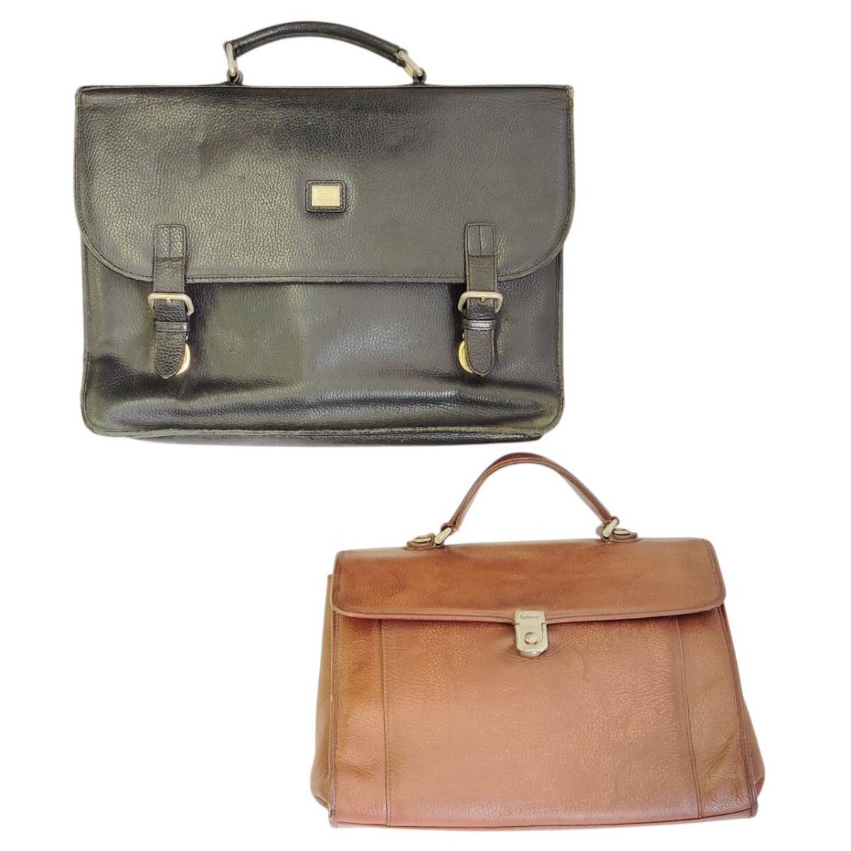 S-04743 Burberrys バーバリーズ 2点セット ビジネスバッグ ブリーフケース ブラック ブラウン バッグ 革 レザー 現状品 難あり 14
