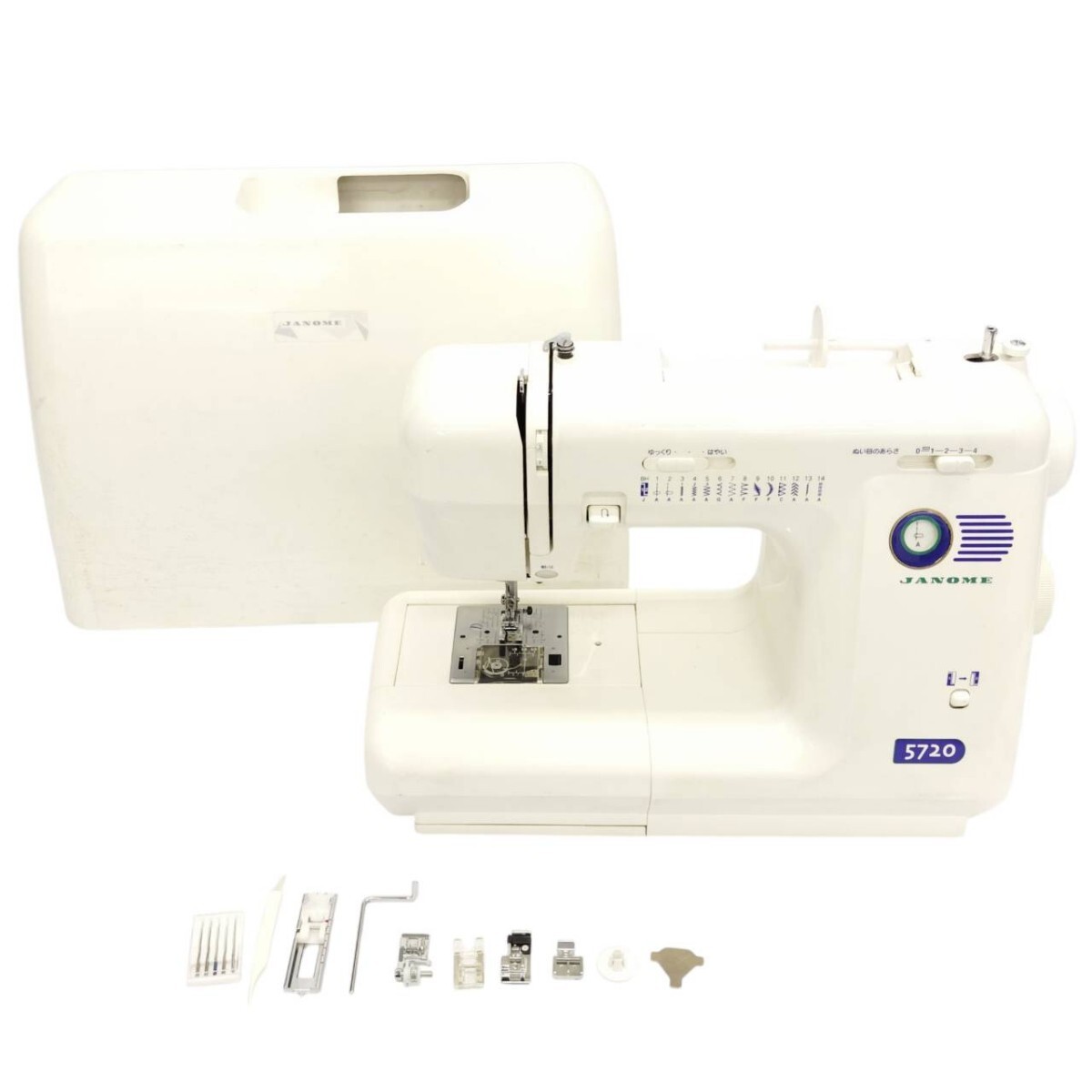 S-04956 ジャノメ JANOME 5720 モデル751型 電動ミシン 家庭用ミシン ホワイト 裁縫 手工芸 手芸 通電のみ確認済 現状品 訳あり 03