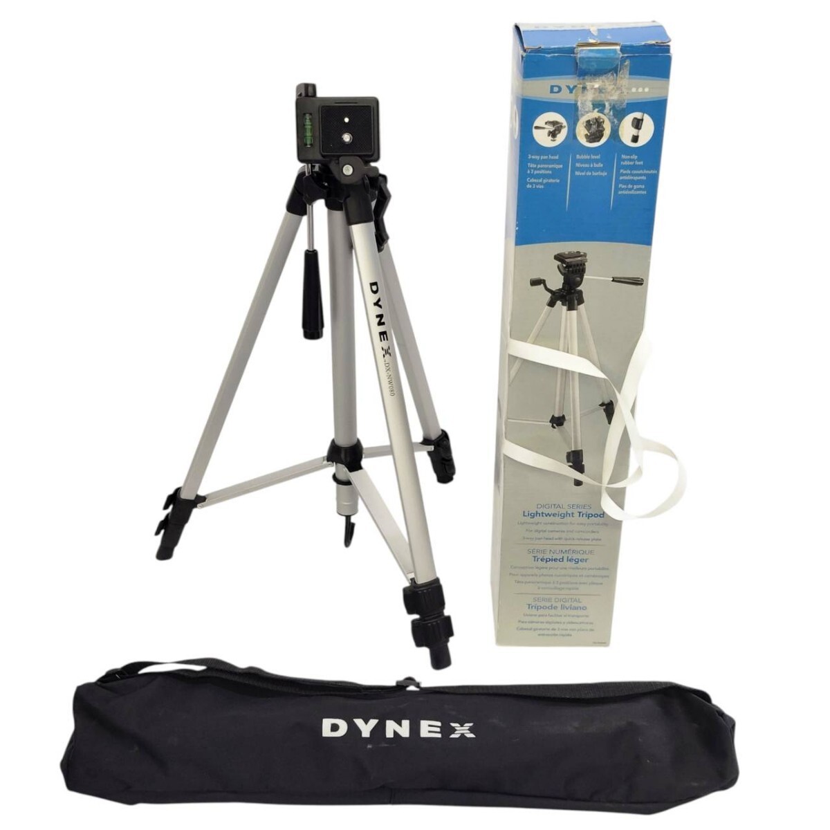 T-00786 ダイネックス DYNEX DX-NW080 三脚 軽量 カメラ ビデオ ビデオカメラ デジカメ デジタル 三段階 箱付き 現状品 015