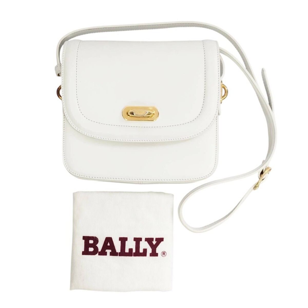 S-05214 バリー BALLY バッグ ショルダーバッグ 肩掛け レザー ターンロック イタリア製 ホワイト レディース 汚れ有 現状品 03