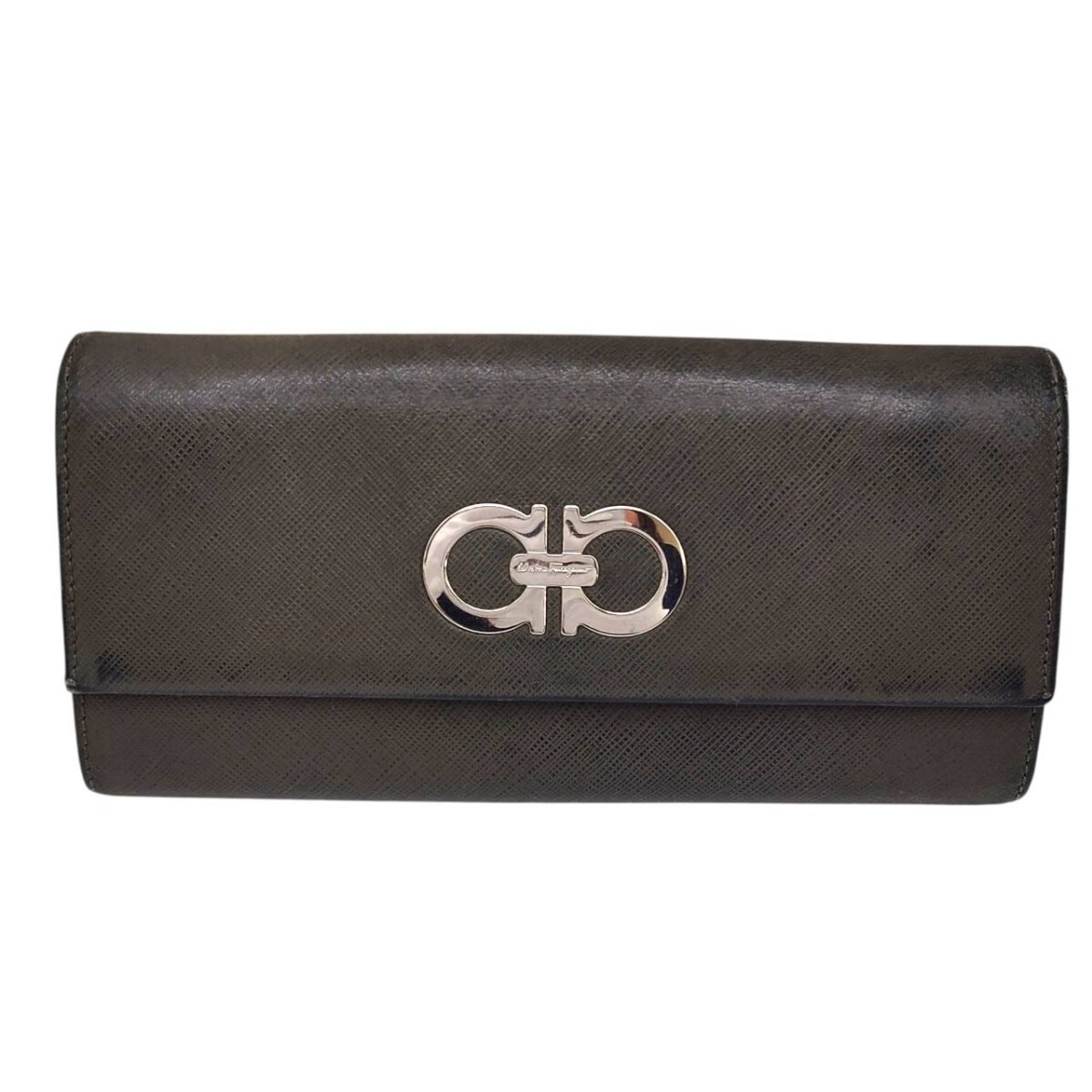 S-05739 フェラガモ 長財布 ガンチーニ サフィアーノレザー JP-22-7121 Salvatore Ferragamo ウォレット 財布 訳あり 現状品 015