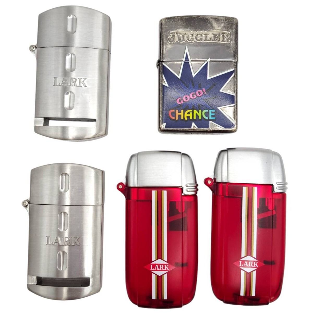 S-05601 LARK ラーク ターボライター ガスライター ジャグラー Zippo ジッポー 計5点 セット 喫煙具 喫煙グッズ 動作確認済み有 現状品 015