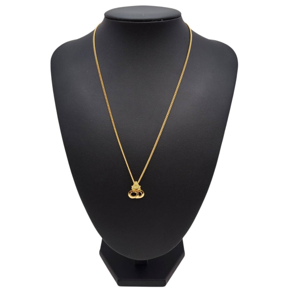 W-00748 Christian Dior ネックレス CDロゴ ラインストーン ゴールドカラー クリスチャンディオール 刻印あり 約5.2g 現状品 035