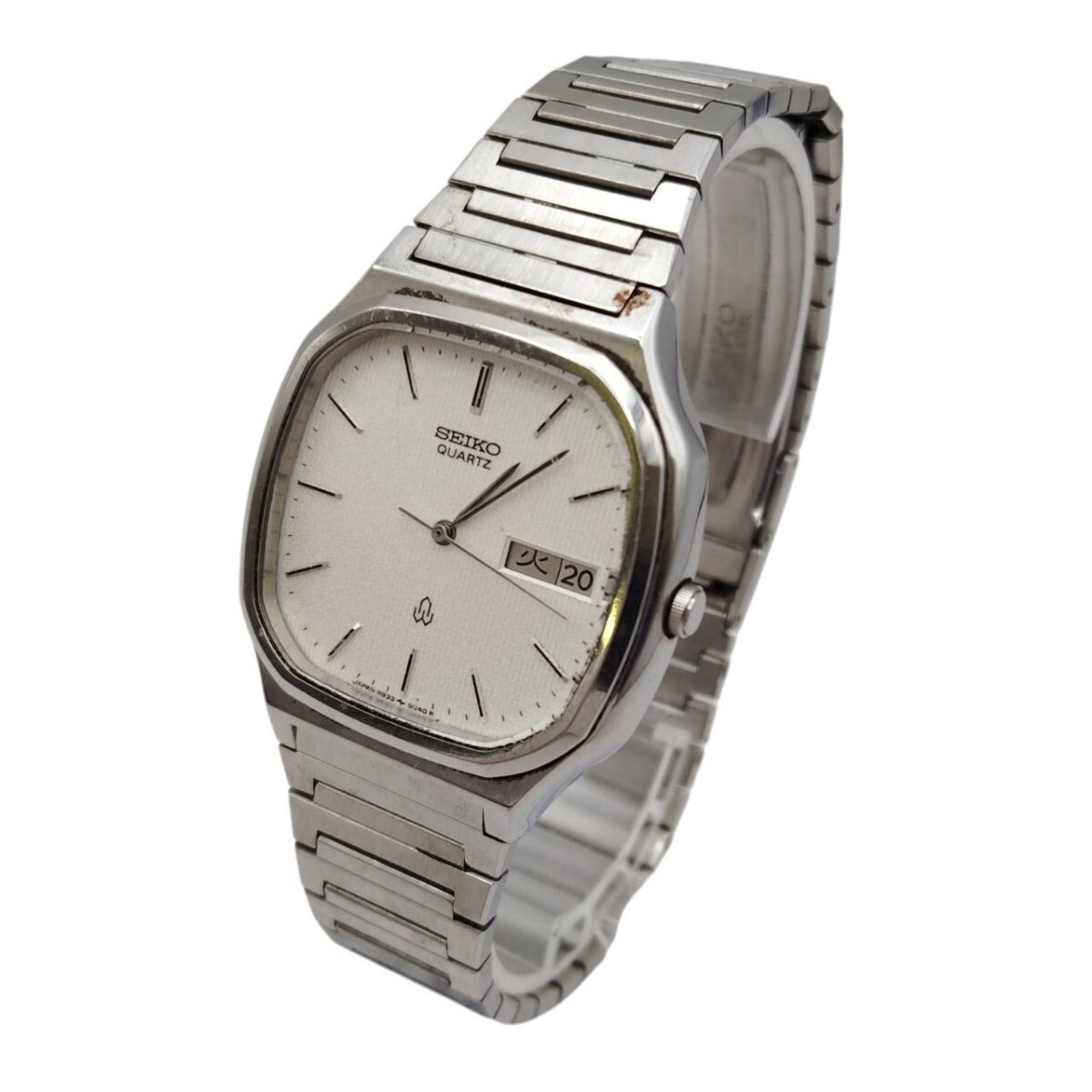 S-05741 SEIKO セイコー クォーツ QZ デイデイト 5933-5030 スクエア シルバー文字盤 1980年製 腕時計 稼働未確認 現状品 015