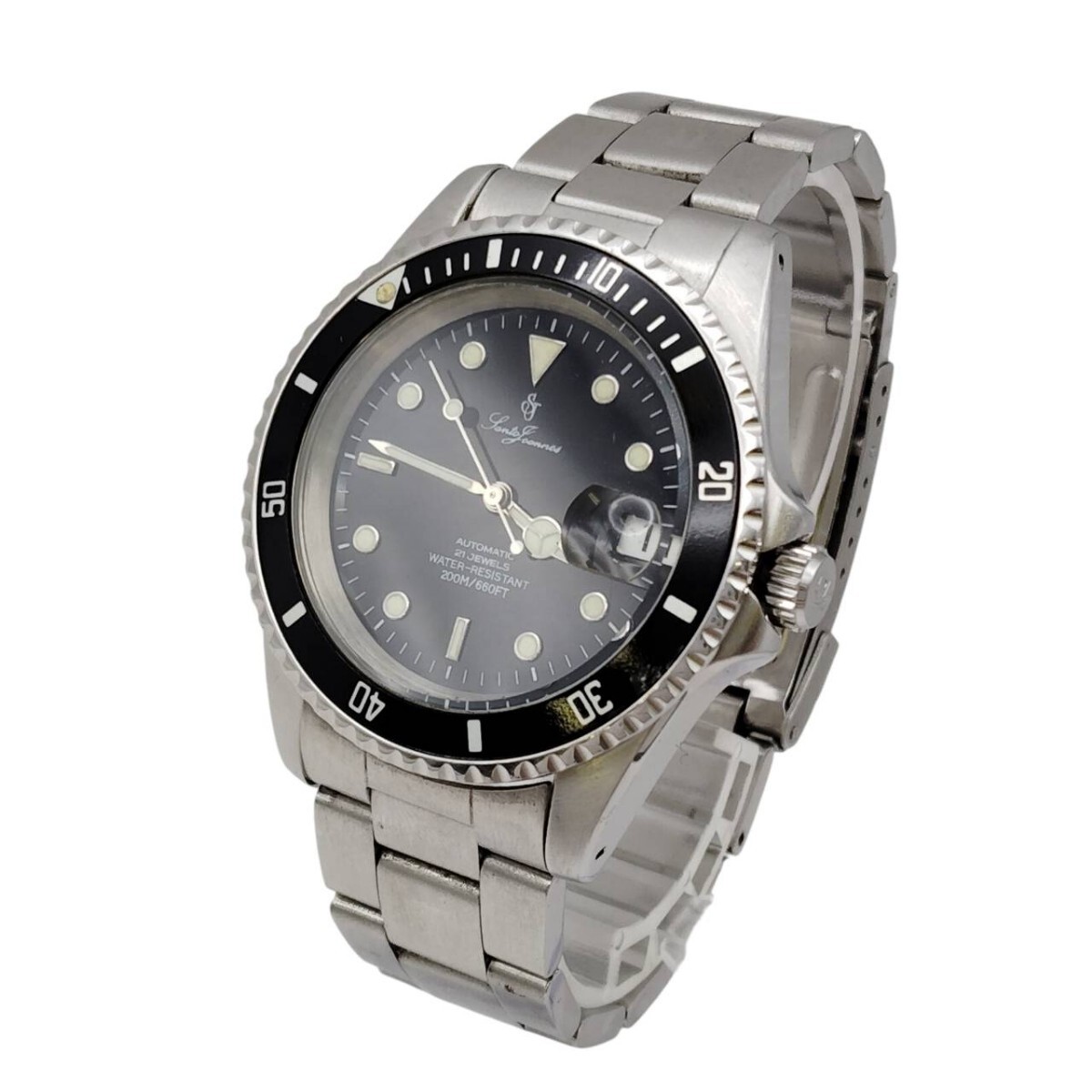 S-05592 Santo Joannes セントジョーンズ SEABRAVES シーブレイブス 3257-1 自動巻き 21石 デイト 黒文字盤 メンズ腕時計 稼働品 現状品 03