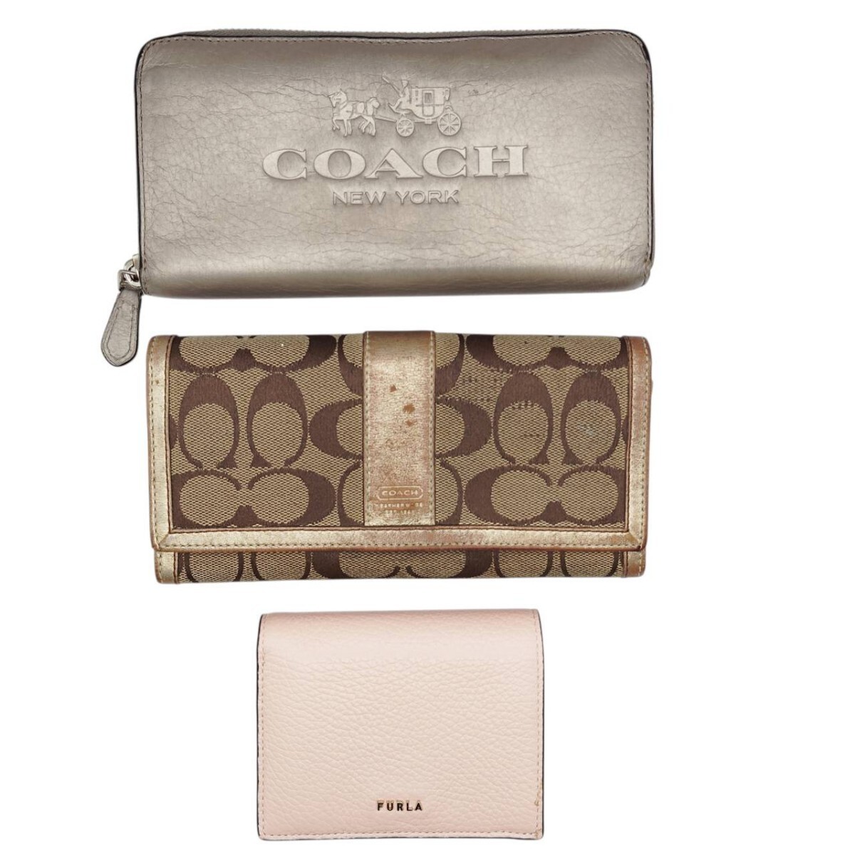 S-04982 財布 3点まとめ フルラ FURLA コーチ COACH 長財布 ウォレット 二つ折り財布 レディース 現状品 03