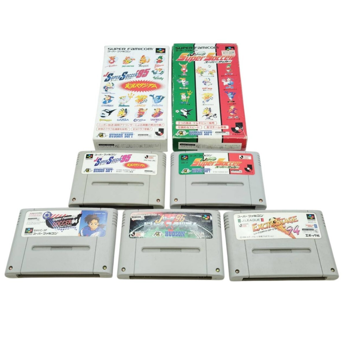 S-05481 スーファミ カセット 5点セット サッカーゲーム JリーグSuperSoccer など スーパーファミコン SFC ソフト 動作未確認 現状品 015