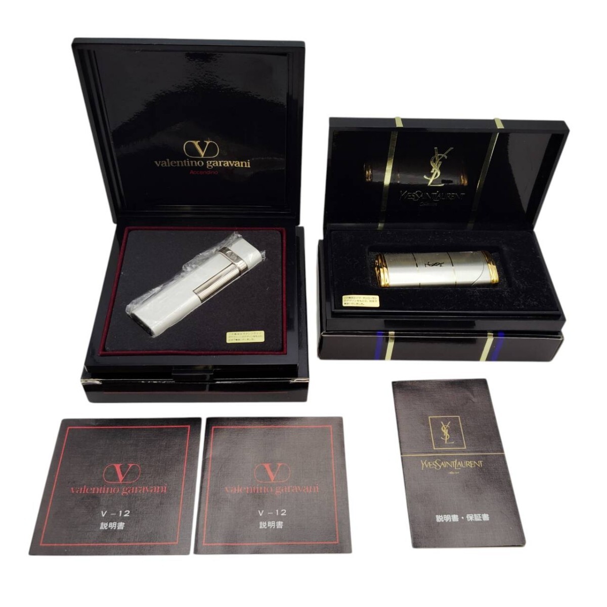 S-05614 YSL ヴァレンティノ ガラヴァーニ ライター 2点セット 喫煙具 喫煙グッズ ガスライター 着火未確認 現状品 015