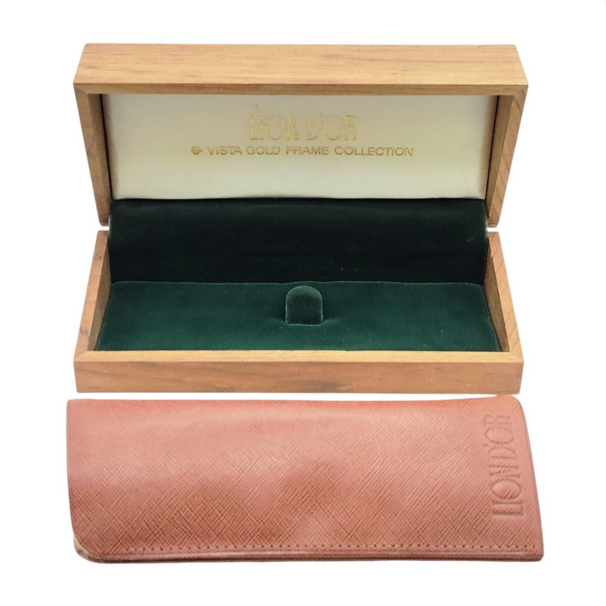 S-05632 リオンドール LION DOR 眼鏡ケース ソフトケース VISTA GOLD FRAME COLLECTION レザー調 ブラウン 現状品 015 