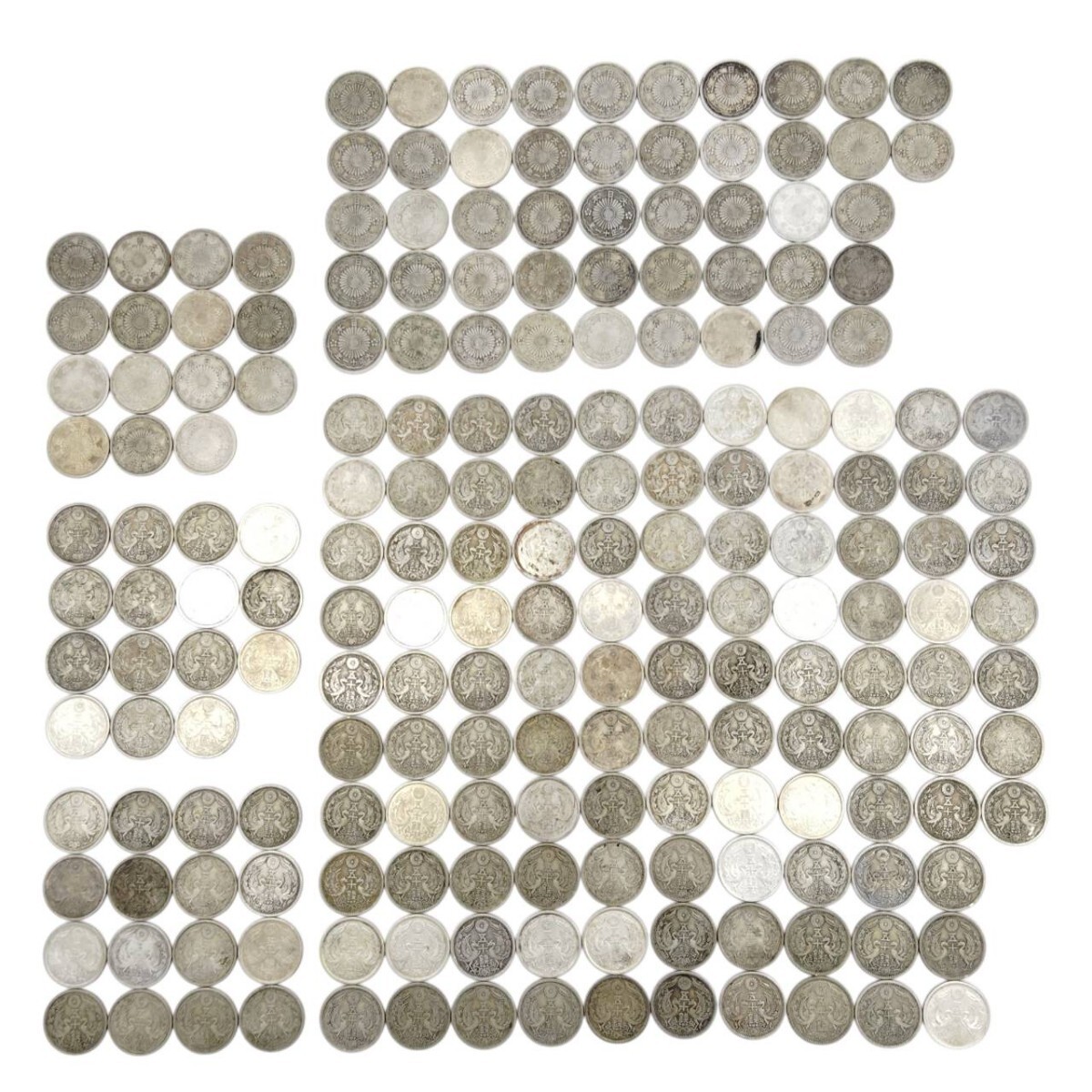 S-05648 鳳凰 50銭銀貨 大量200枚 総重量約980g 大正11年〜15年 古銭 1kg弱 硬貨 貨幣 日本古銭 コレクション 現状品 220