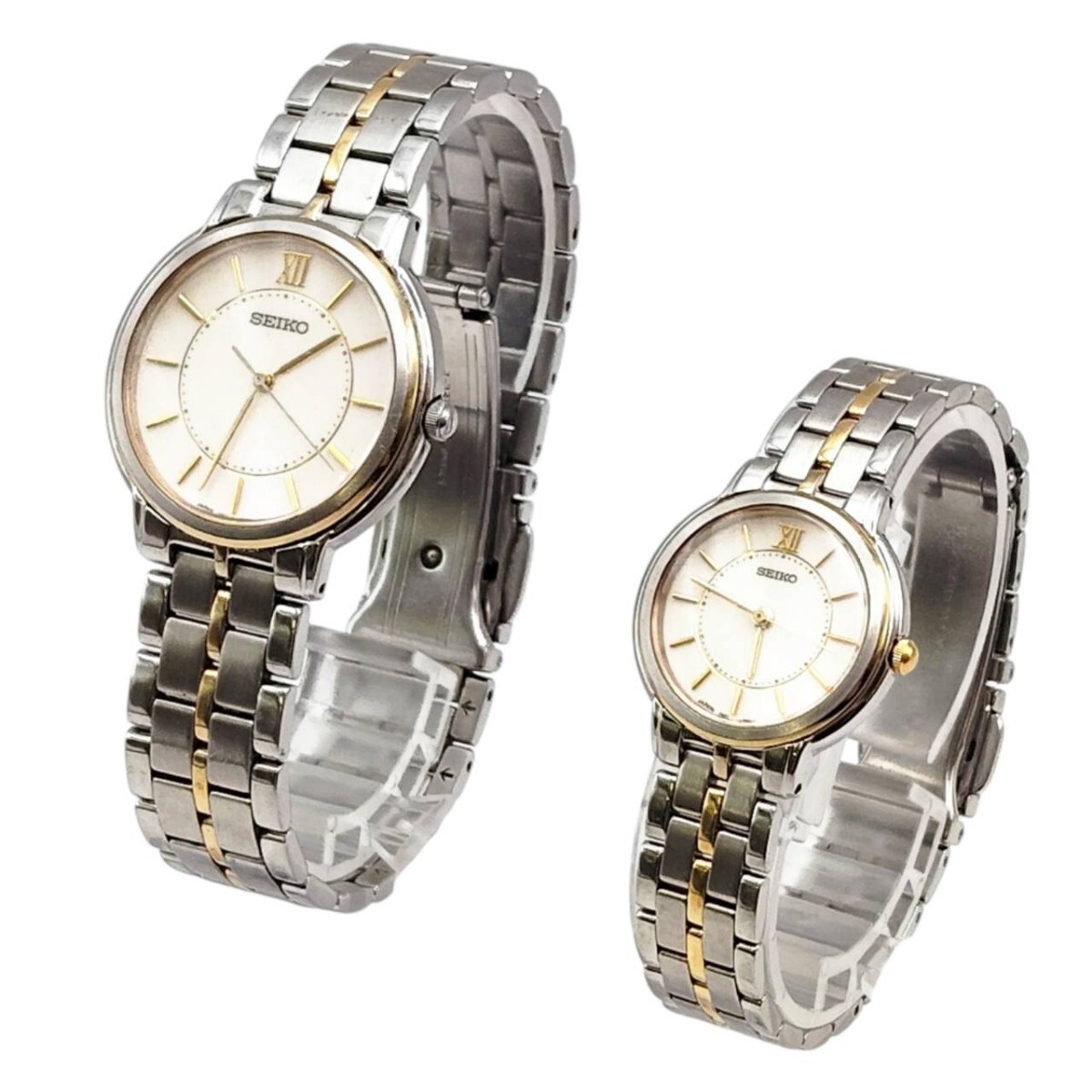 T-00800 セイコー SEIKO 腕時計 2点 ペアウォッチ 7N01-0BC0 1N01-0AP0 メンズ レディース クォーツ QZ シルバー 動作未確認 現状品 03