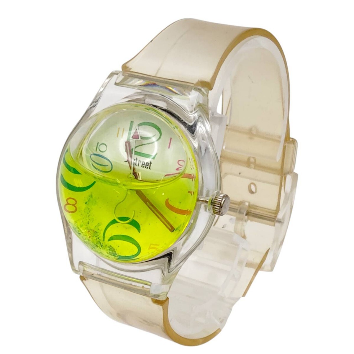 S-05823 J'street 液体時計 オイルウォッチ ドーム型風防 ミヨタ MIYOTA ムーブメント クォーツ 腕時計 スケルトン 不動品 現状品 015