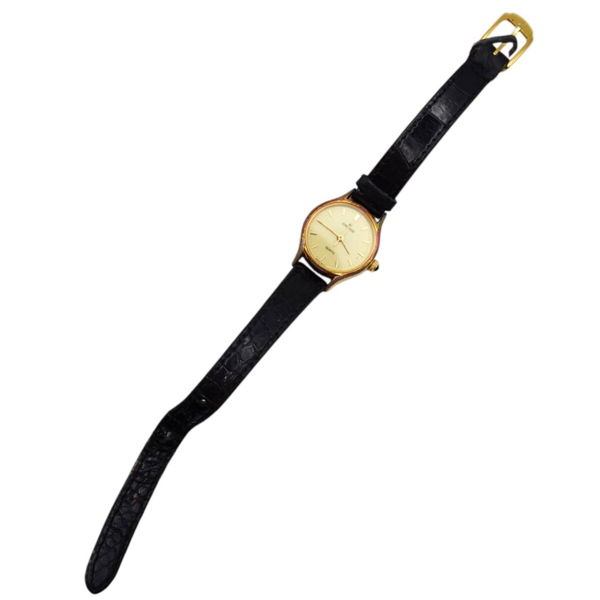 S-05745 JUNGHANS ユンハンス MS-J-0105L QZ 腕時計 ゴールド文字盤 スイスムーブメント 革ベルト レディース 790301 不動品 現状品 03