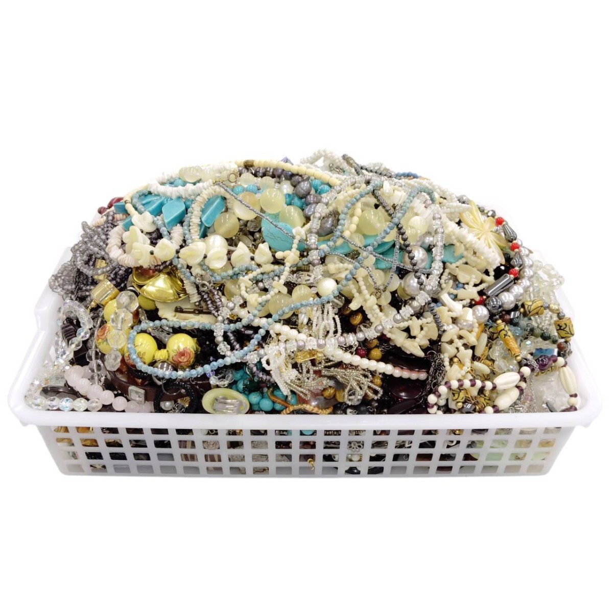 MS-00028 約6.65kg アクセサリー 大量 まとめ売り 珊瑚風 真珠風 天然石風 ネックレス ブローチ イヤリング 素材 ジャンク 現状品 015