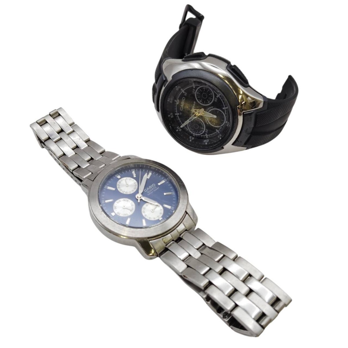 S-05752 CASIO カシオ 腕時計 2点まとめ AQ-163 MTP-1192 アナデジ アナログ 動作未確認 リューズ破損 部品取り用 ジャンク 現状品 015