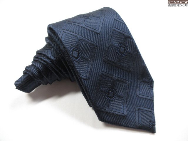 HH 超美品【FRANCO BASSI フランコバッシ】お洒落な刺繍柄♪ シルクネクタイ (メンズ) ダークネイビー イタリア製 ★39MMA0283★