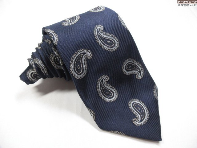 HH超美品【FRANCO BASSI フランコバッシ】お洒落なペイズリー柄 シルクネクタイ (メンズ) ネイビー×グレー系 イタリア製★39MMA0282★