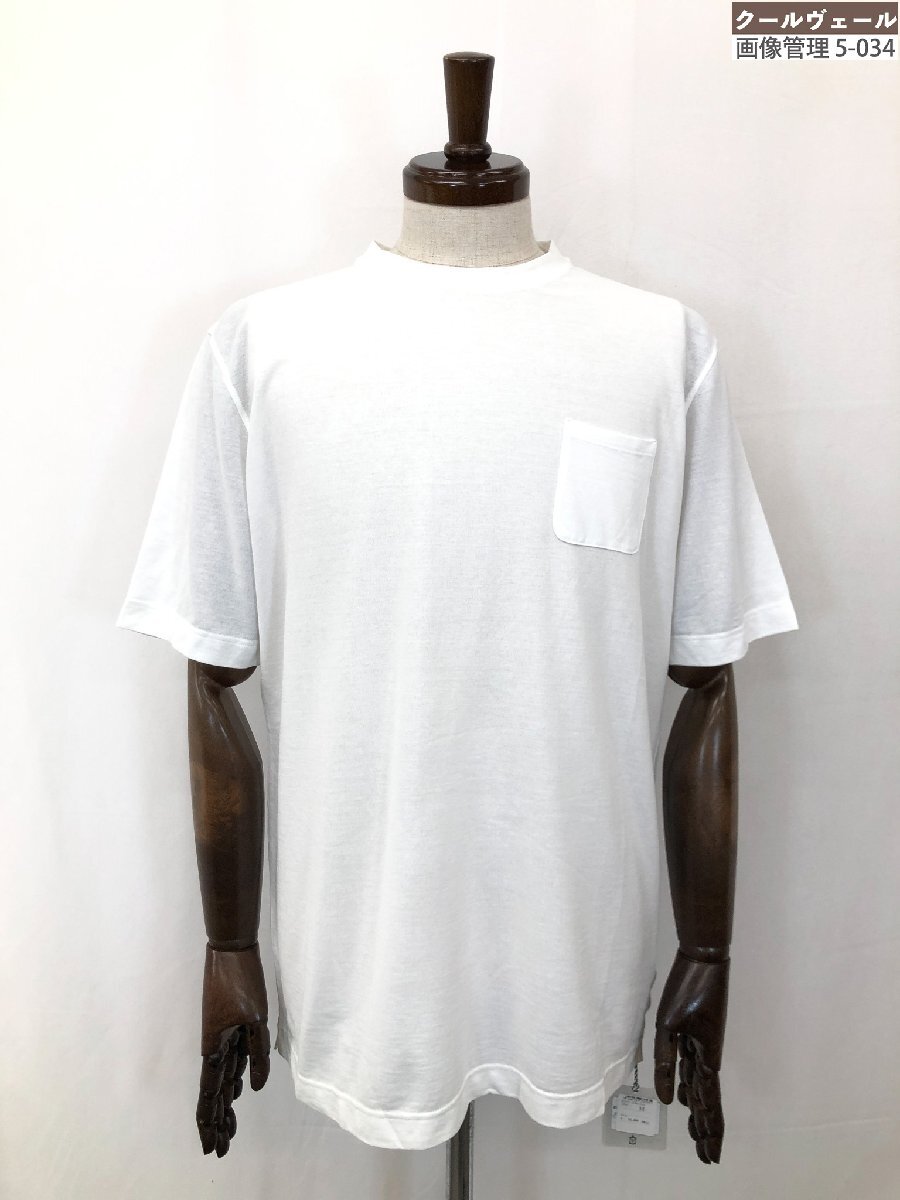 未使用【ザノーネ ZANONE】812477 Z0380 Z0001 REGULAR FIT 定価22550円 icecotton クルーネック 半袖Tシャツ (メンズ) 46 白★10ZZN0865★
