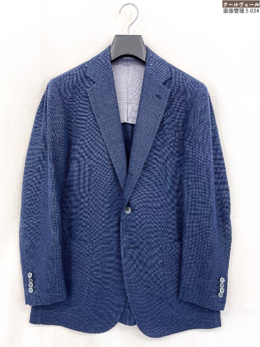 HH極美品【スティレラティーノ Stile Latino】GULE035 シルク×リネン混 3B段返り ジャケット(メンズ)48/8R ネイビー 織柄 伊製★32MJ1543