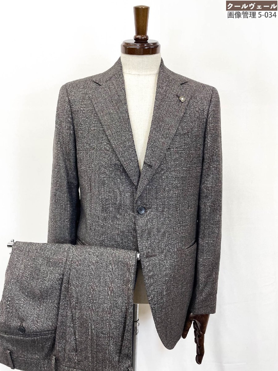 HH未使用 【ラルディーニ LARDINI】 JD56033AQ シングル3ボタン段返り チェック柄 スーツ (メンズ) 48 ブラウングレー系 伊製 ★35MSB0030
